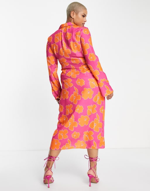 Asos pink shop and orange dress