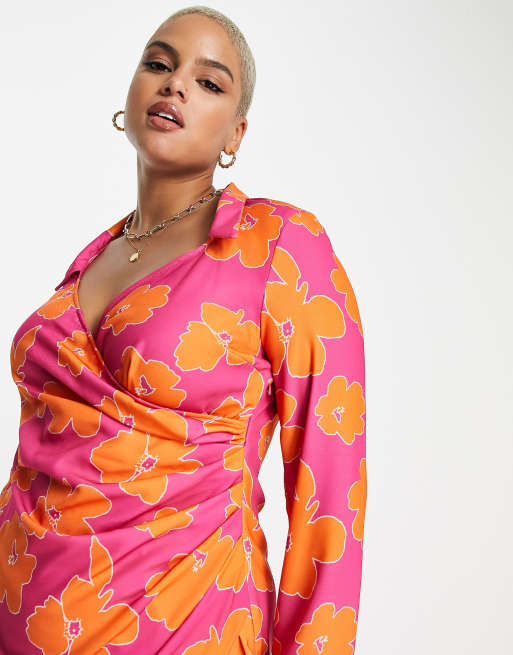 Asos pink and orange dress sale