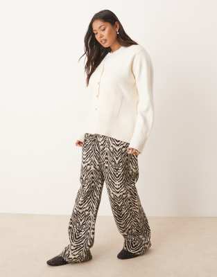 Asos Curve Asos Design Curve A Line Boyfriend Cardigan With Pocket Detail In White