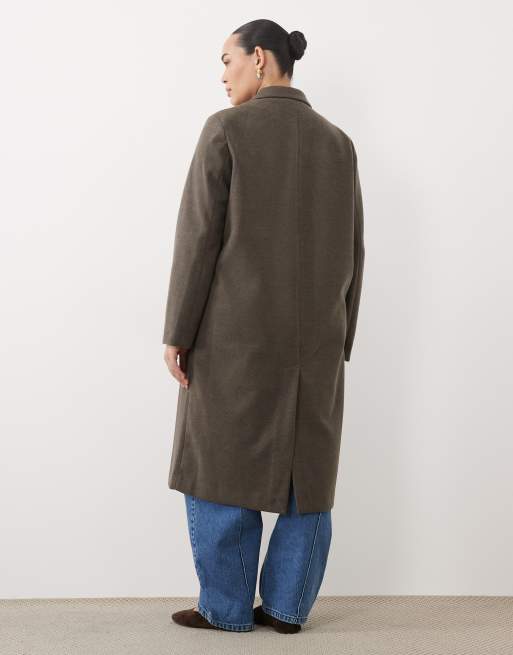 ASOS DESIGN Curve - abrigo de una sola botonadura en mezcla topo, 4 de 4