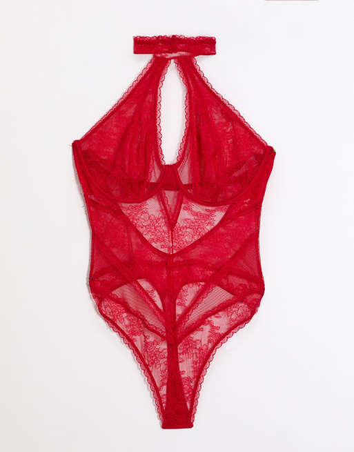 ASOS DESIGN Curve Adalynn halterneck underwire body with keyhole cut out detail, 3 of 4