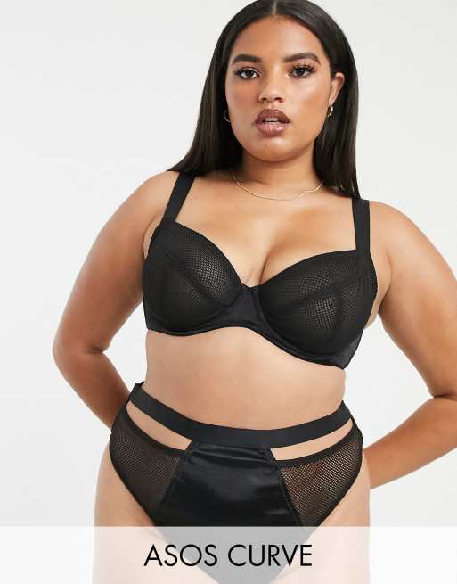  ASOS DESIGN Curve – Adila – Bügel-BH und Tanga aus Netzstoff in Metallic, 2 von 3