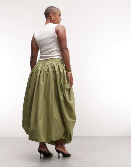 ASOS DESIGN Curve adjustable drawstring pocket detail volume midi skirt, 4 of 5