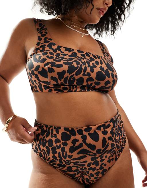 ASOS DESIGN Curve – Adrienne – Bikini mit übergroßem Animalprint
