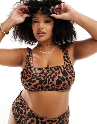 ASOS DESIGN ASOS DESIGN Curve Adrienne crop bikini top in oversized animal-Multi