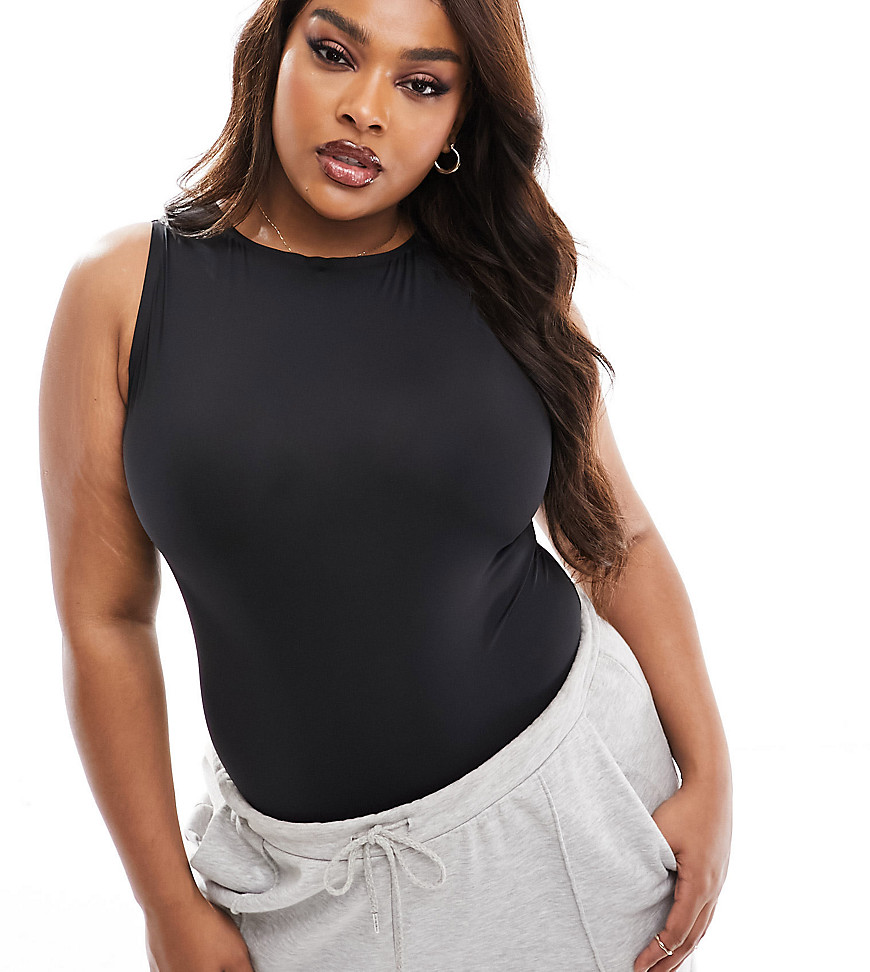 ASOS DESIGN Curve All Day smoothing racer body in black