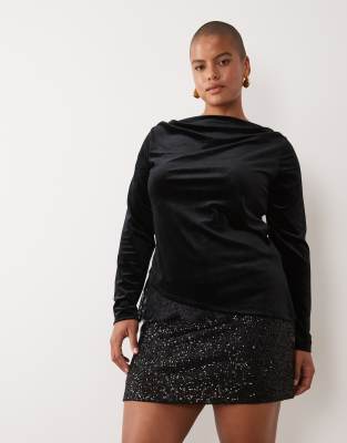 Asos Curve Asos Design Curve Allover Sequin Micro Mini Skirt In Black