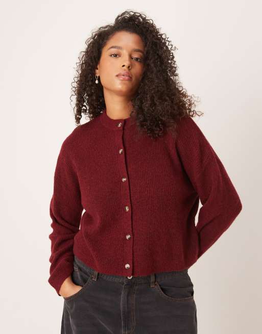 ASOS DESIGN Curve alpaca waisted cardigan in plum