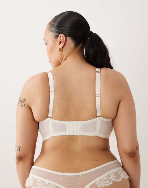 ASOS DESIGN Curve - Alt til bruden - Lola - Elfenbenshvid stropløs BH med bøjle og blondekanter, 4 af 4