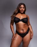 [ASOS Curve] ASOS DESIGN Curve Amber lace & mesh underwired bra in black 38DD BLACK
