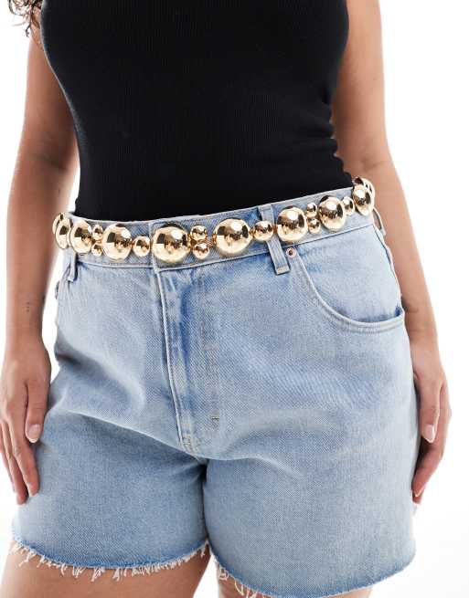 ASOS DESIGN Curve – Łańcuszkowy pasek z półkulami w kolorze złota