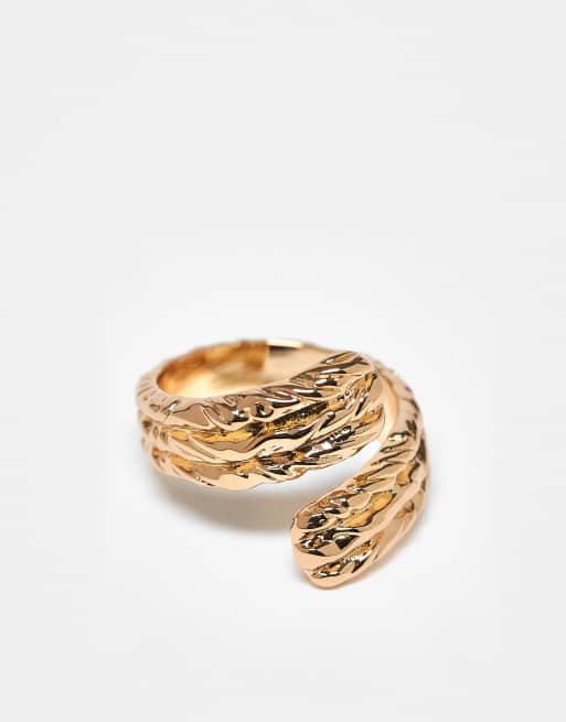 ASOS DESIGN Curve - Anello avvolgente effetto colato color oro