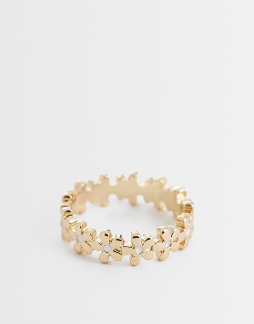 ASOS DESIGN Curve - Anello color oro con fiore piccolo