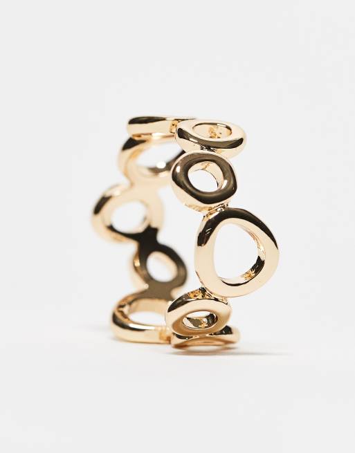 ASOS DESIGN Curve - Anello dorato con design a cerchi, 2 di 4