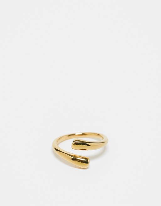 ASOS DESIGN Curve - Anello in acciaio inossidabile resistente all'acqua dorato con design avvolgente