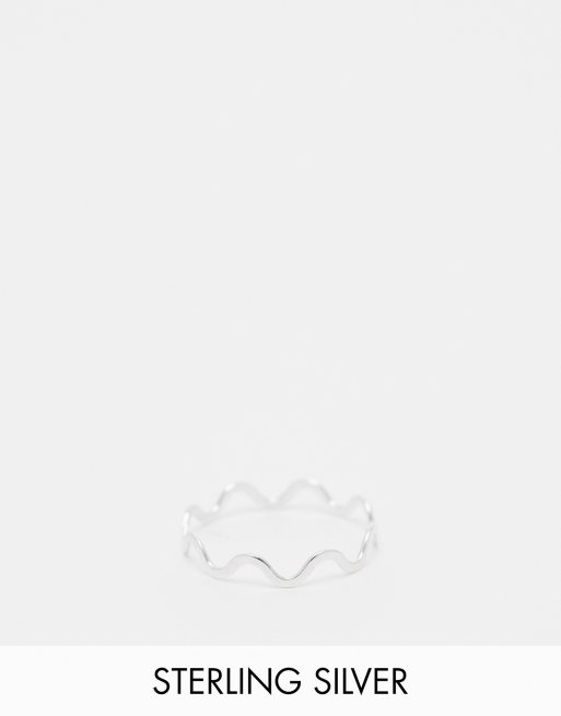 ASOS DESIGN Curve - Anello in argento sterling con design a onde
