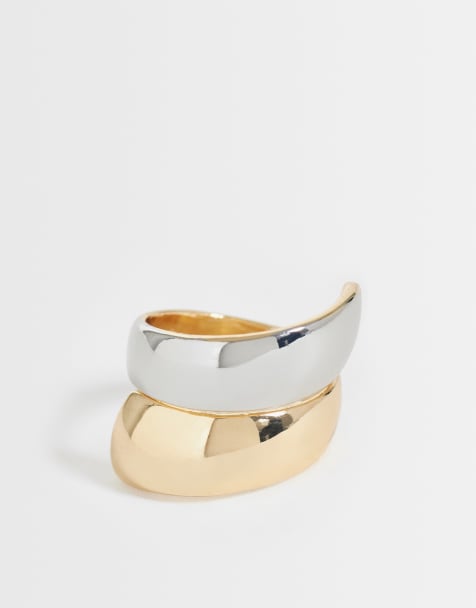 ASOS DESIGN Curve anello in metalli misti con design avvolgente - view 1