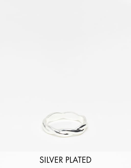 ASOS DESIGN Curve - Anello intrecciato placcato argento