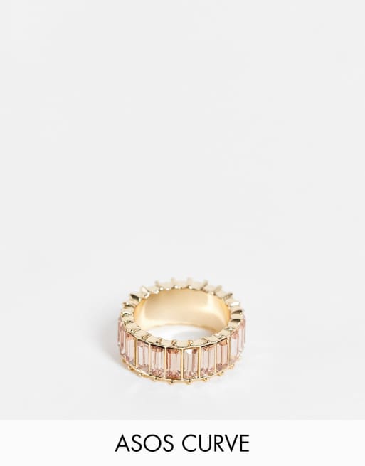 ASOS DESIGN Curve - Anello oro con pietre a baguette 
