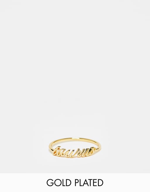 ASOS DESIGN Curve - Anello placcato oro 14 carati con design del segno del toro 