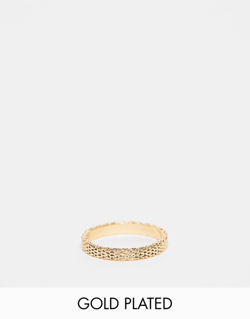 ASOS DESIGN Curve - Anello placcato oro 14 k con dettaglio effetto maglia