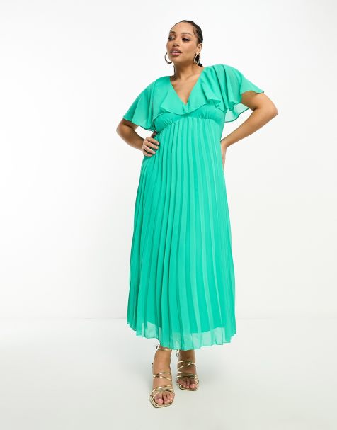 YOURS Plus Size Forest Green Ribbed Lettuce Hem Tunic Dress