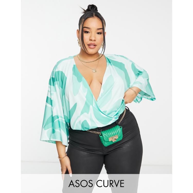 ASOS Curve エイソス ASOS DESIGN Curve angel sleeve bodysuit in