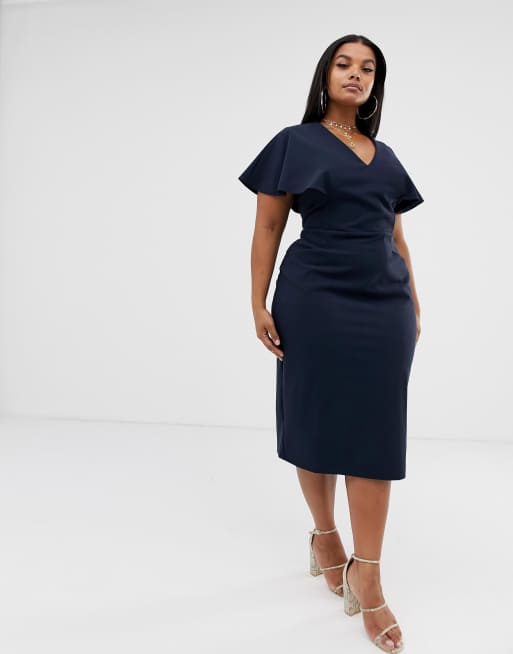 Asos design angel cheap sleeve midi pencil dress