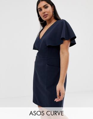 Asos design angel on sale sleeve midi pencil dress