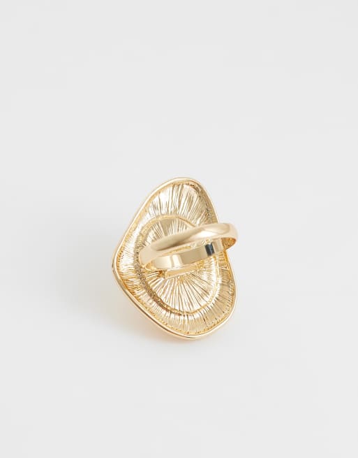 ASOS DESIGN Curve - Anillo dorado con dos piedras ámbar, 2 de 3