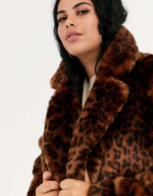 Asos design animal hot sale faux fur coat