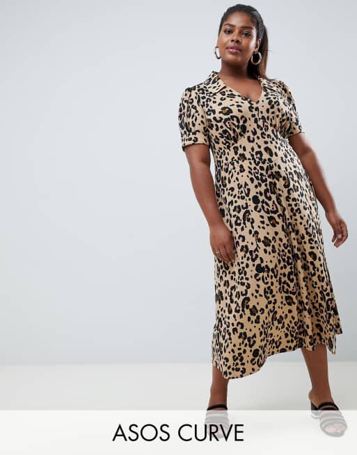 ASOS DESIGN Curve animal midi tea dress | ASOS