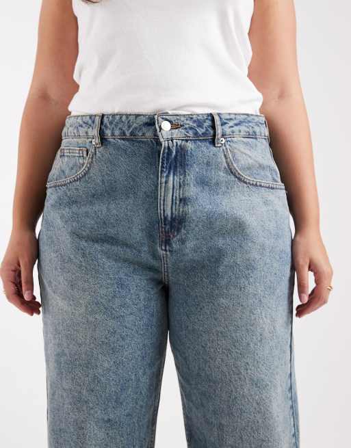 ASOS DESIGN Curve - Ankellange jeans i mørk vintage vask med tøndeformede ben og justerbar talje , 5 af 5