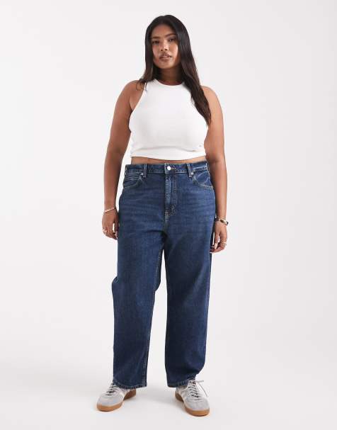 ASOS DESIGN Curve ankle grazer comfort stretch straight leg jean in dark wash - view 1