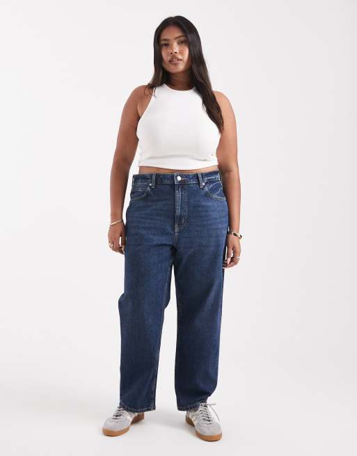ASOS DESIGN Curve ankle grazer comfort stretch straight leg jean in dark wash