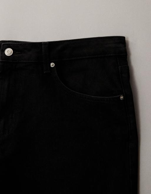 ASOS DESIGN Curve ankle grazer comfort stretch straight leg jeans in black, 7 of 7