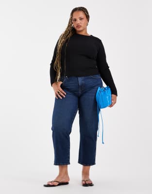 Asos Curve Asos Design Curve Ankle Grazer Comfort Stretch Straight Leg Jeans In Blue