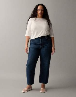 ASOS Curve ASOS DESIGN Curve ankle grazer comfort stretch straight leg jeans in dark wash-Blue