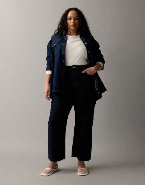 ASOS DESIGN Curve ankle grazer comfort stretch straight leg jeans in rinse
