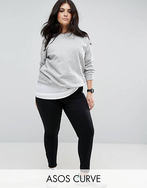 ASOS DESIGN Curve ankle length stretch skinny pants with side pockets