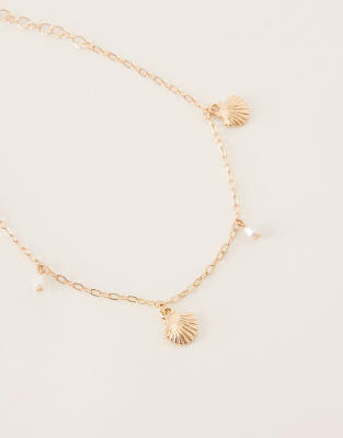 Asos Curve Asos Design Curve Anklet With Shell Details And Faux Pearls