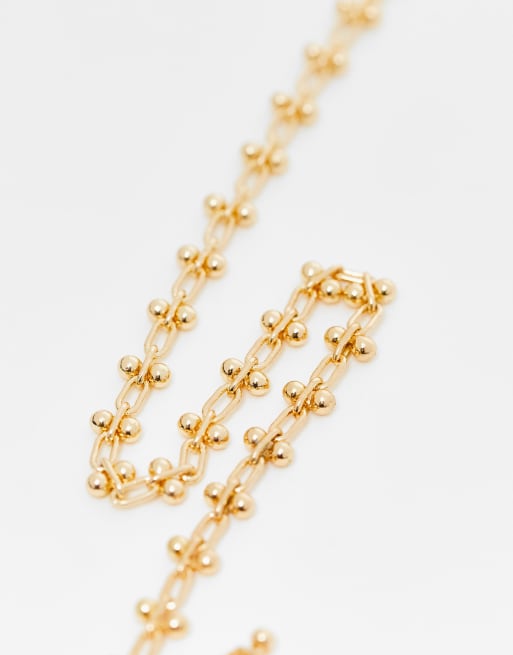 ASOS DESIGN Curve anklet with textured chain design in gold tone, 2 of 4