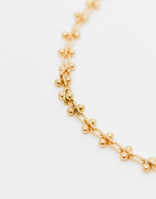 ASOS DESIGN Curve anklet with textured chain design in gold tone, 3 of 4