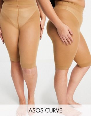 ASOS DESIGN Curve anti-chafing shorts 2 pack in Golden Bronze - ASOS Price Checker