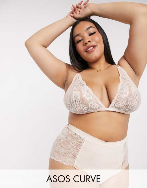 ASOS DESIGN Curve Arabella soft triangle lace bra