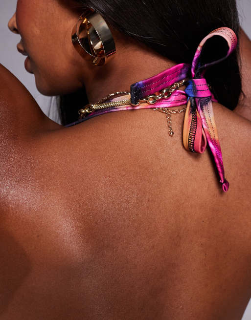 ASOS DESIGN Curve - Arina - Bikinitopje met hoge apex in roze abstracte print, 4 van 4