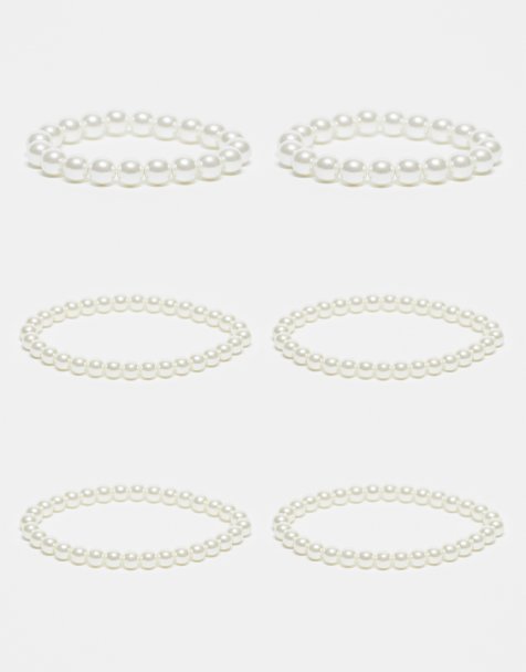 ASOS DESIGN Curve – Armband med glaspärlor, 6-pack - view 1
