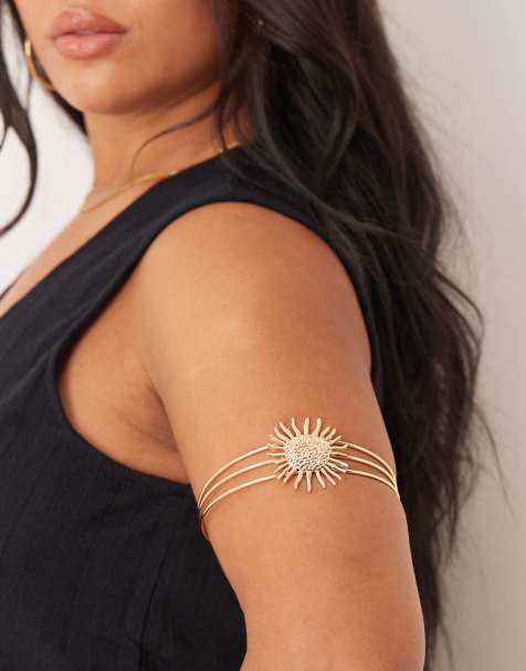 ASOS DESIGN Curve - Armband met geëmailleerd zonontwerp in goudkleur - view 1