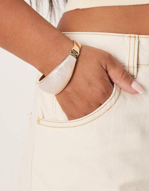 ASOS DESIGN Curve - Armband met imitatieparels in goudkleur - view 1