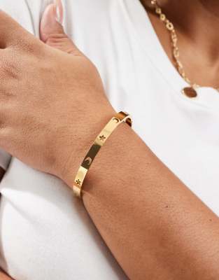 ASOS DESIGN Curve - Armreif aus wasserfestem Edelstahl mit Himmelskörpermotiven-Goldfarben